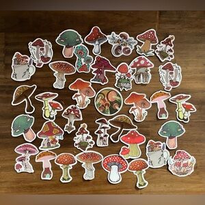 Colorful Mushroom Stickers, Set of 36